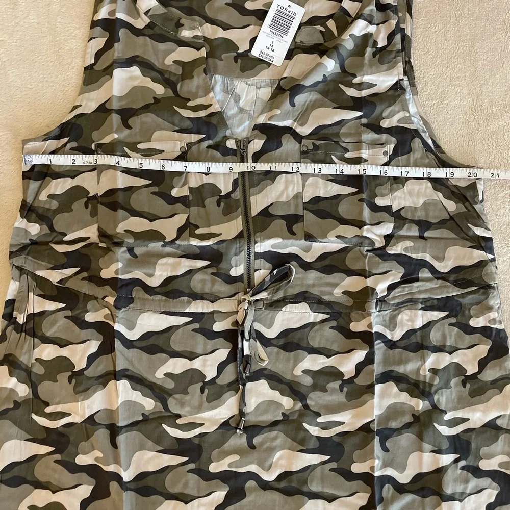 Torrid Sleeveless Zip Front Camo Shirt Dress - Sizes 1X & 2X - Picture 13 of 16